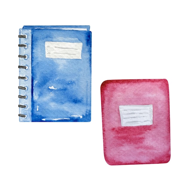 Vector watercolor two notebooks for a school