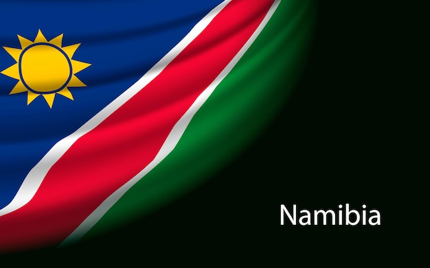 Vector wave flag of namibia on dark background
