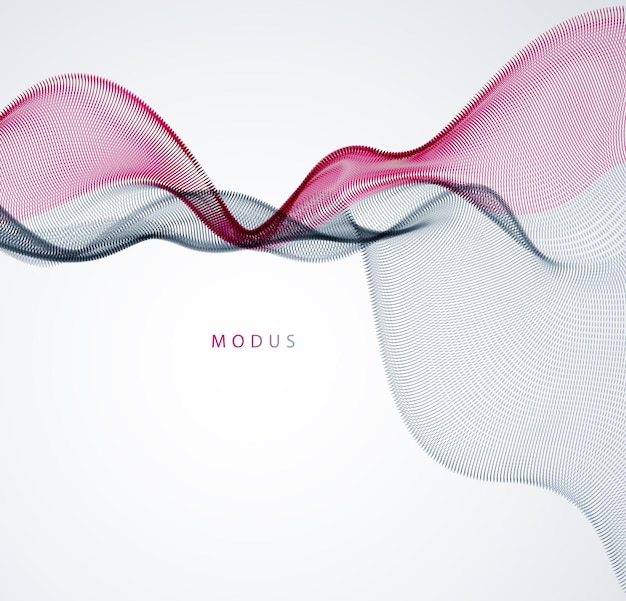 Vector wave of flowing particles modern relaxing illustration. round dots vector abstract background. beautiful wave shaped array of blended points.