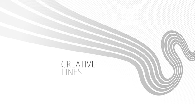 Vector wave lines in 3d perspective vector abstract background with smooth gradient of light grey and white monochrome colors easy relaxing motion