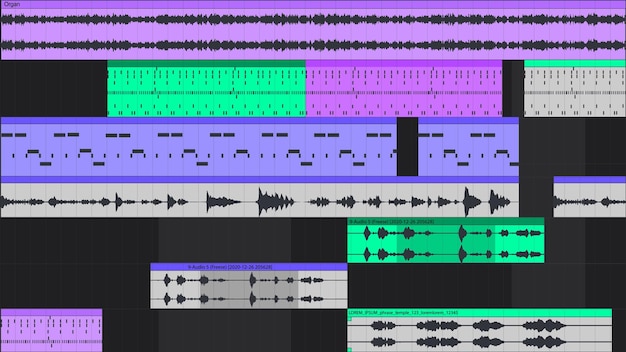 Vector waveform background digital audio workstation daw program dj music bg vector illustration