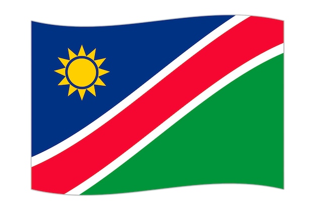 Vector waving flag of the country namibia vector illustration