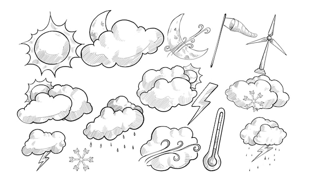Vector weather handdrawn collection