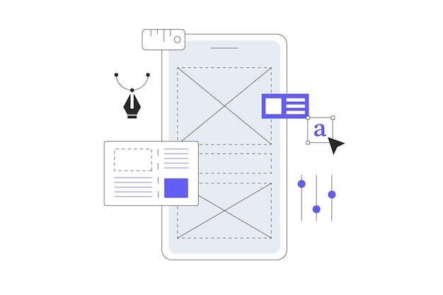 Vector web and app design concept user interface ui and user experience ux content organization designer