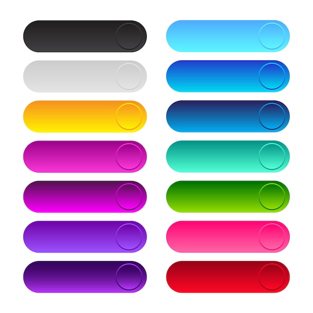 Vector web button set colorful glossy buttons for web gradient color set buttons collection