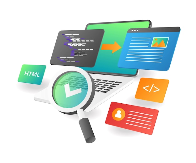 Vector web design layout with programming language