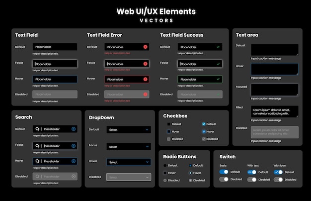 Vector web design ui elements. ui ux design elements for web and application. flat design forms.