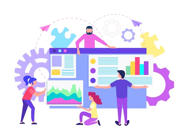 Vector web design website programming financial business analytics customer service