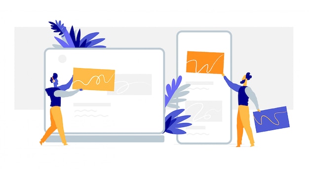 Vector web designers create the graphics for websites, mobile application, user interface