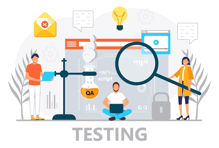 Web developer concept vector for landing page Programmer constructs website using crane and writes code Software engineer working in digital or AI technology Software development