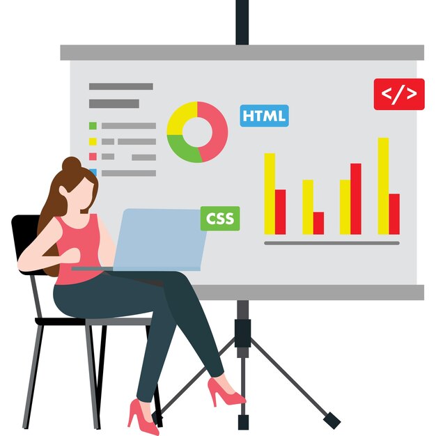 Vector web developer implementing technical seo improvements illustration