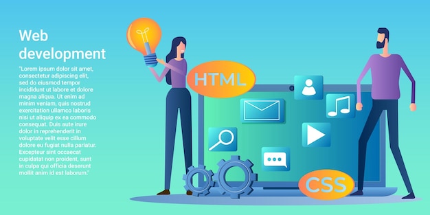 Vector web development coding and programming of a website or application adaptive design and development