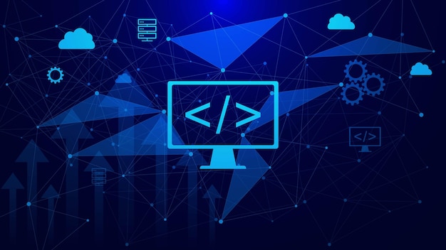 Vector web development concept with plexus background seo website app design for digital network design