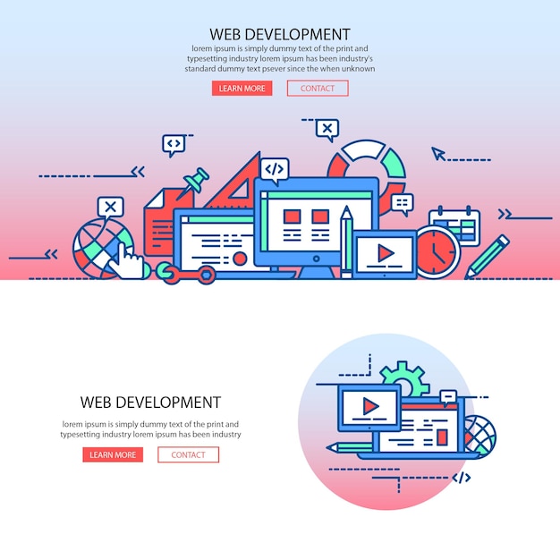 Vector web development flat illustration vector landing page