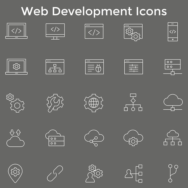 Vector web development icons html css javascript and framework vector art collection