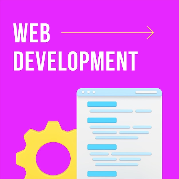 Vector web development programming data analyzing social media post design template 3d realistic vector illustration digital analysis coding information cyberspace communication smart software technology