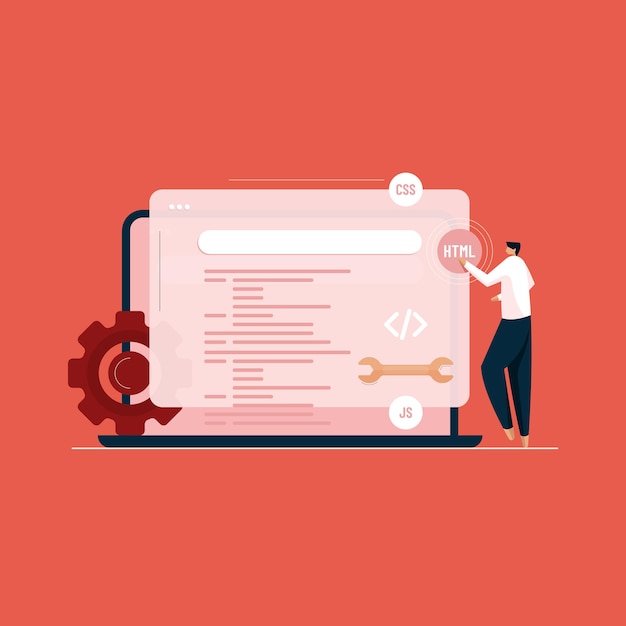 Vector web development and website programming coding vector concept