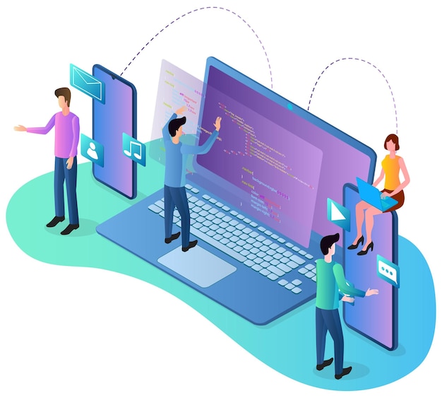 Vector web developmentcoding and programming of websites and mobile applications