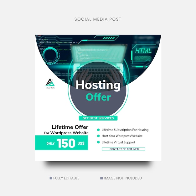 Vector web developmenthosting offerreal state business social media post