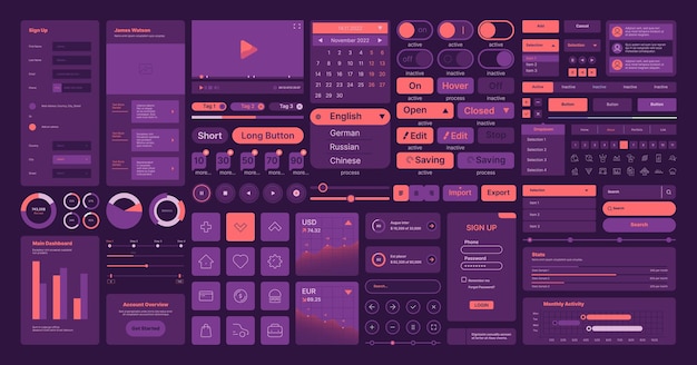 Vector web elements ui layout symbols interface icons dividers buttons frames navigation arrows user design kit garish vector templates collection