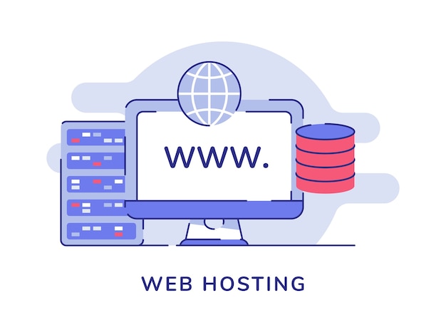 Vector web hosting concept computer server database storage