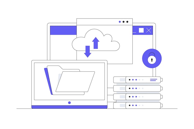 Vector web hosting concept online database server web data center cloud computing technology computer