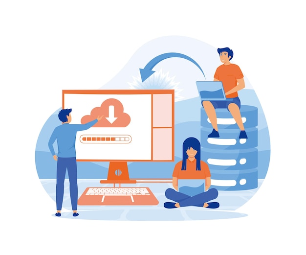 Vector web hosting concept online database server web data center cloud computing technology