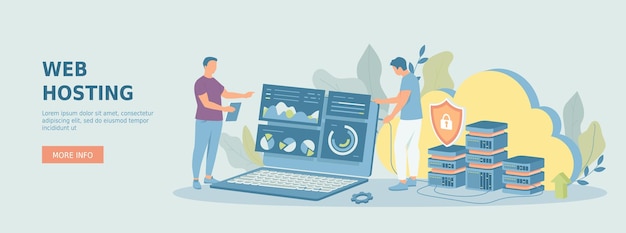 Vector web hosting data security loud computing storage information processing database network connecti