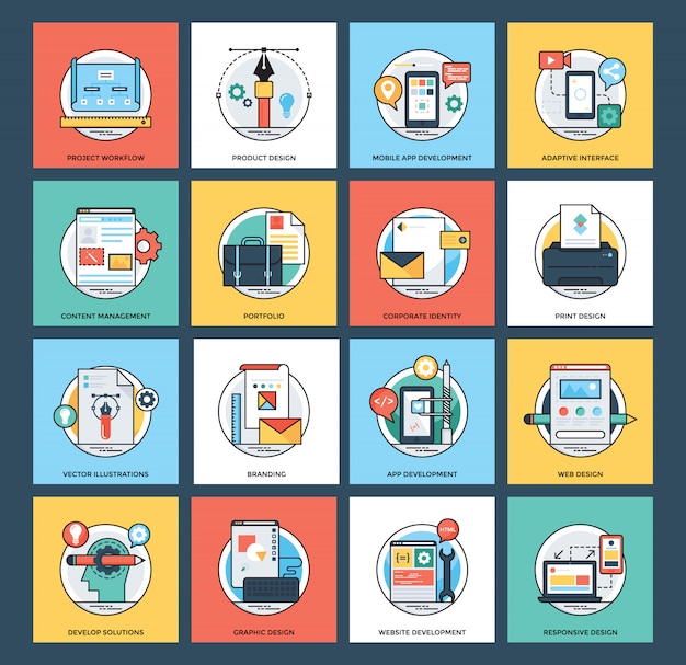 Vector   web and mobile development flat icons