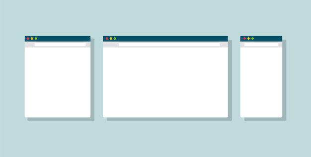 Vector web page window for computer, tablet and smartphone. web browser window ui template.