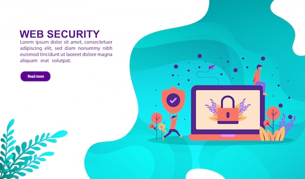 Vector web security illustration concept with character. landing page template