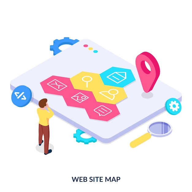 Vector web site map. list of site pages for navigation and search engine optimization. vector illustration