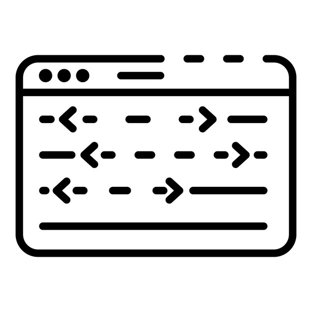 Vector web window with control panel icon outline web window with control panel vector icon for web design isolated on white background