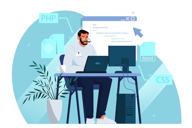 Vector website development . web page programming and coding