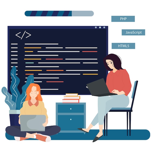 Vector website development web page programming and coding