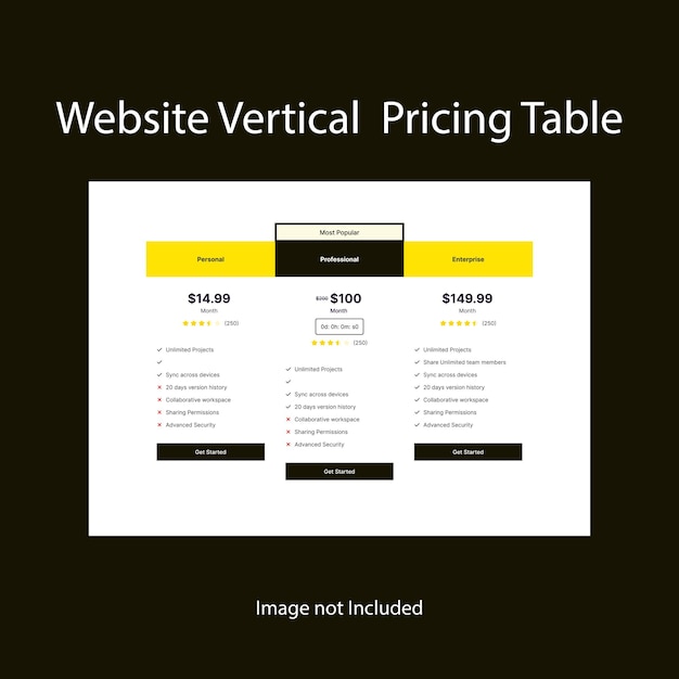 Vector website pricing table
