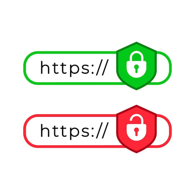 Vector website security status secure vs insecure https connection