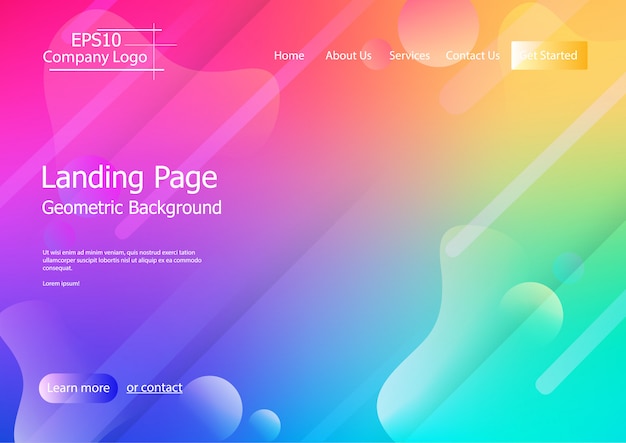 website template with colorful  geometric shape background