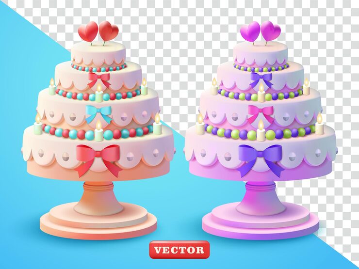 Wedding cake 3d vector Suitable for events and design elements