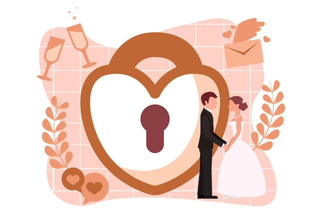 Vector wedding party flat design illustration