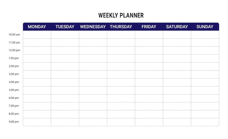 Vector weekly planner 7 days planning schedule vector daily planner