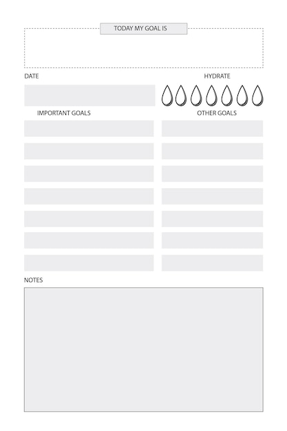 Vector weekly planner manuscript size 6 x 9 inches