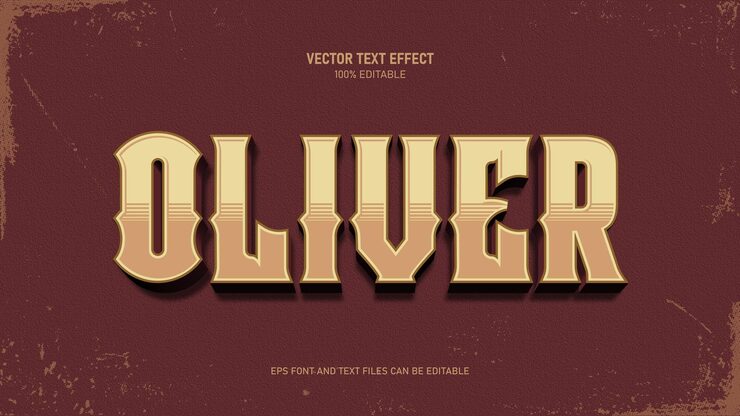 Western text effect classic style editable text effect
