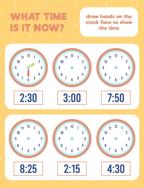 what time is it draw hands on the clock face time worksheet practice print page