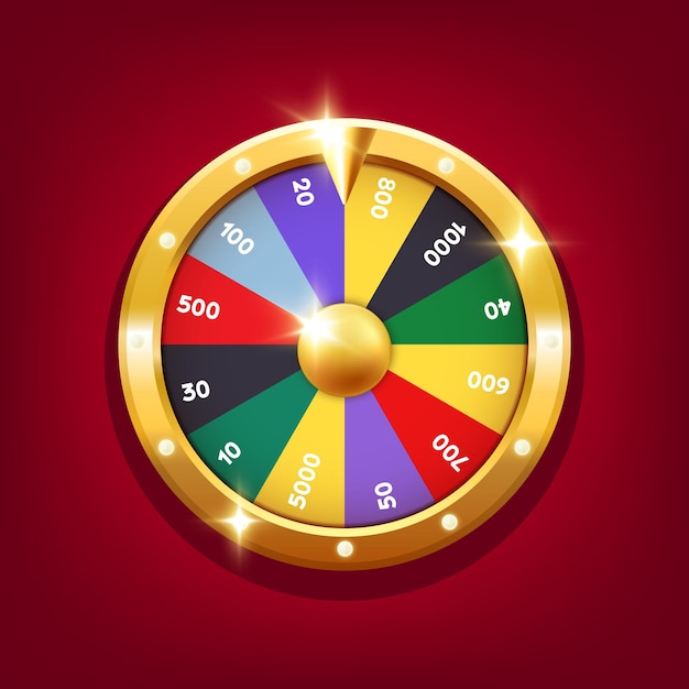 Vector wheel of fortune vector clipart isolated on red background