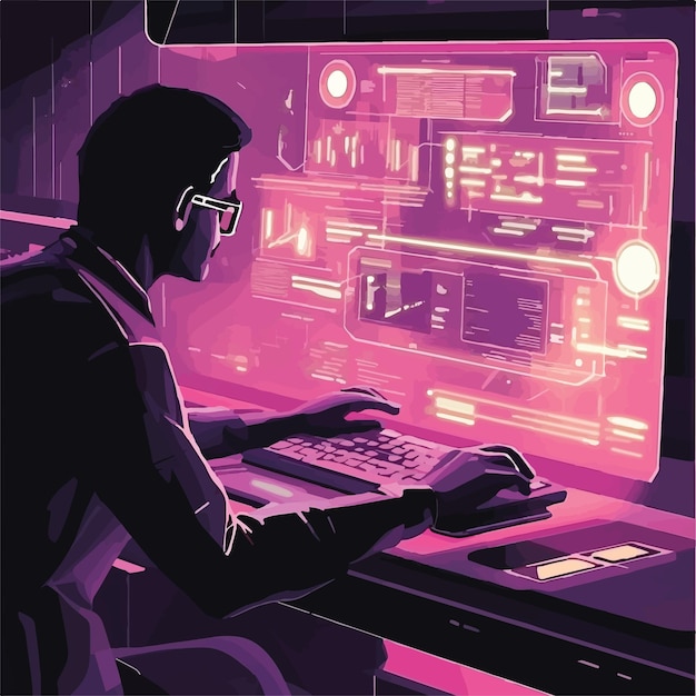 Vector whimsical futuristic worker vector illustration vector illustration