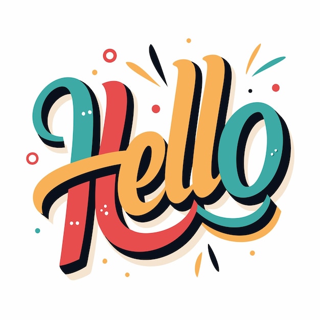 Vector a white background with a colorful and colorful text hello hello