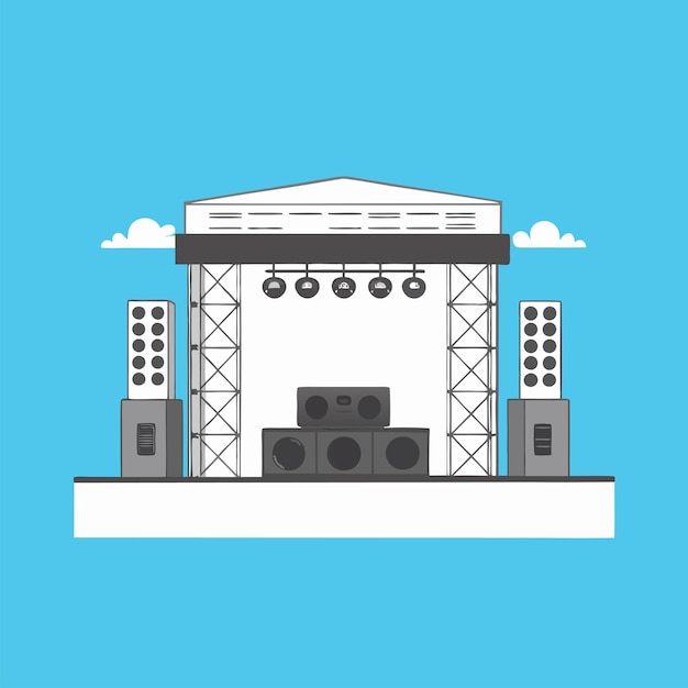 Vector a white building with a drawing of a drum set on it