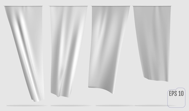Vector white clean vertical waving template flag vector flag mockup