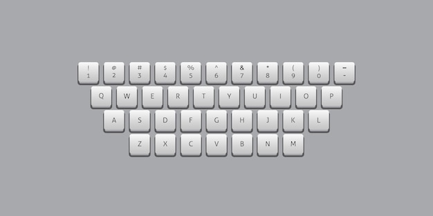 Vector white computer keyboard button layout template with letters vector design template
